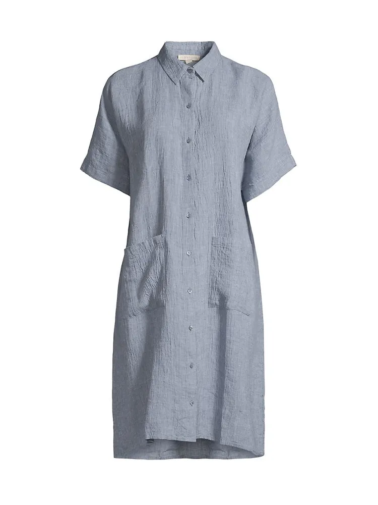 Linen Button-Front Shirtdress
