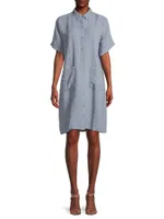 Linen Button-Front Shirtdress