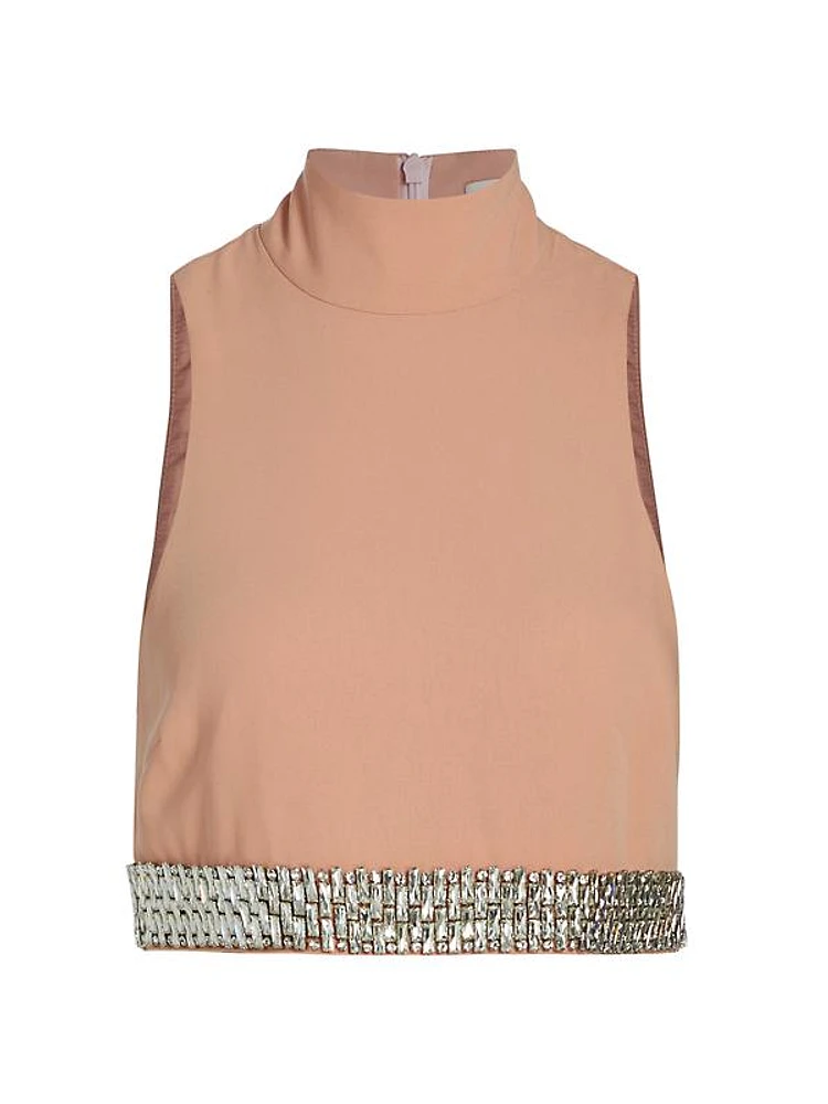 Collins Embellished Sleeveless Crop Top