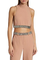 Collins Embellished Sleeveless Crop Top