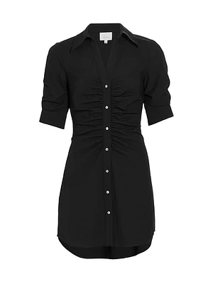 Elina Gathered Mini-Shirtdress