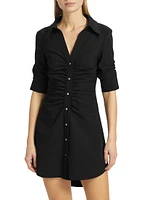 Elina Gathered Mini-Shirtdress