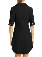 Elina Gathered Mini-Shirtdress