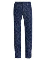 Unisex Monogram Wide-Leg Lace-Up Jeans