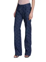 Unisex Monogram Wide-Leg Lace-Up Jeans