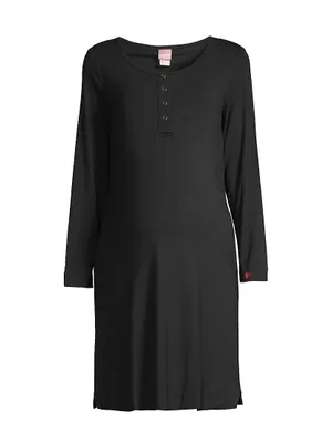 Long-Sleeve Henley Nursing Nightgown