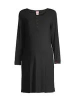 Long-Sleeve Henley Nursing Nightgown