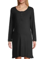 Long-Sleeve Henley Nursing Nightgown