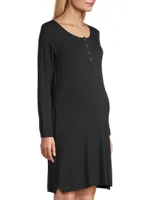 Long-Sleeve Henley Nursing Nightgown