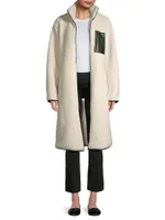 Teddi Faux Leather-Trim Coat