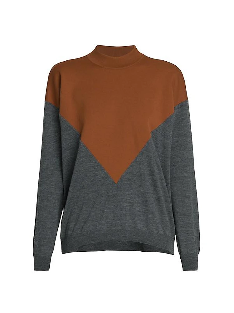 Two-Tone Wool-Blend Sweater