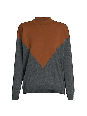 Two-Tone Wool-Blend Sweater