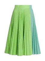 Pleated Two-Tone Midi-Skirt