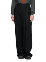 Pleated-Front Straight Trousers