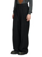 Pleated-Front Straight Trousers