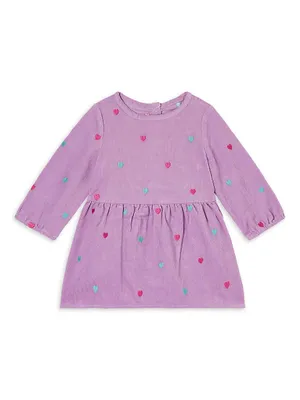 Baby Girl's Heart Embroidered Corduroy Dress