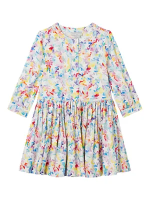 Little Girl's & Rainbow Star Print Twill Dress