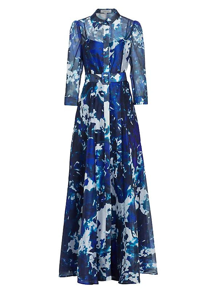 Floral Belted Shirtdress Gown