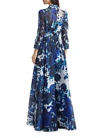 Floral Belted Shirtdress Gown