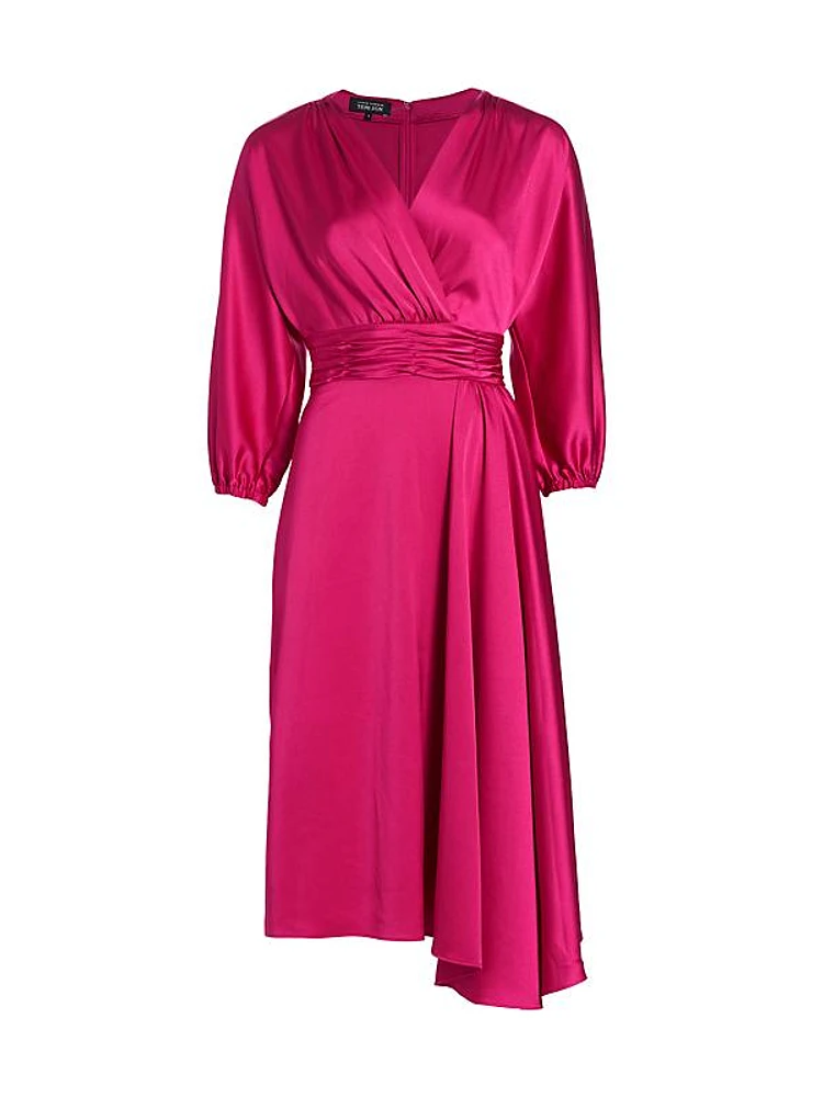 Satin Crepe Knee-Length Dress