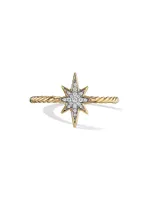 Cable Collectibles North Star Stack Ring 18K Yellow Gold With Pavé Diamonds