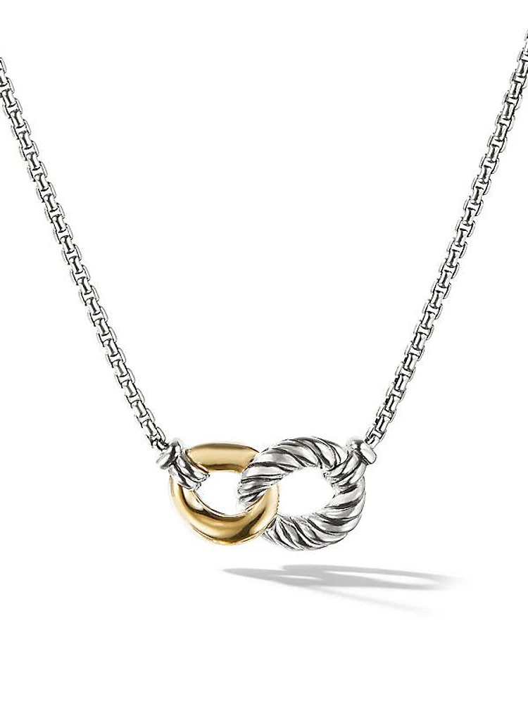 Belmont Curb Link Necklace in Sterling Silver with 18K Yellow Gold