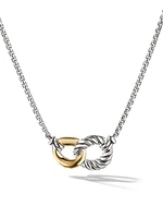 Belmont Curb Link Necklace in Sterling Silver with 18K Yellow Gold