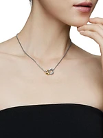 Belmont Curb Link Necklace in Sterling Silver with 18K Yellow Gold