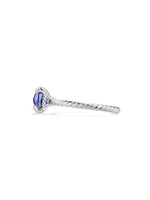 Châtelaine Ring With Tanzanite & Diamonds 18K White Gold, 7MM