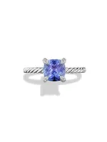 Châtelaine Ring With Tanzanite & Diamonds 18K White Gold, 7MM