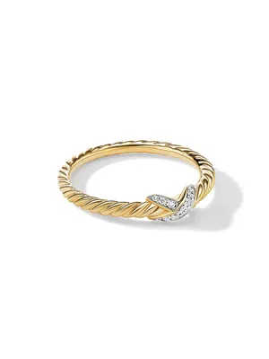 X Petite 18K Gold & Pavé Diamond Ring