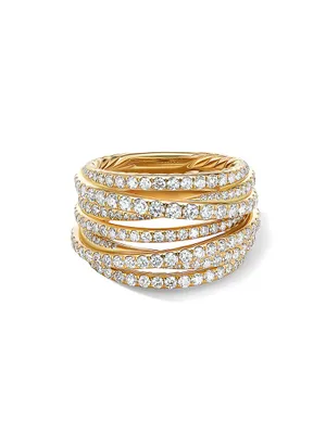 Pavé Crossover Ring 18K Yellow Gold