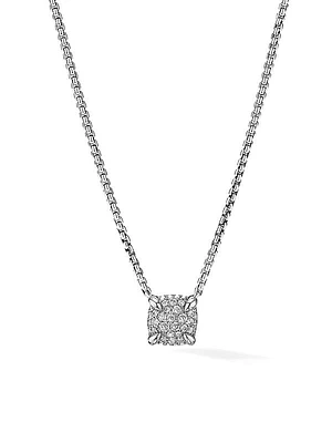 Châtelaine Pendant Necklace In Sterling Silver With Full Pavé Diamonds