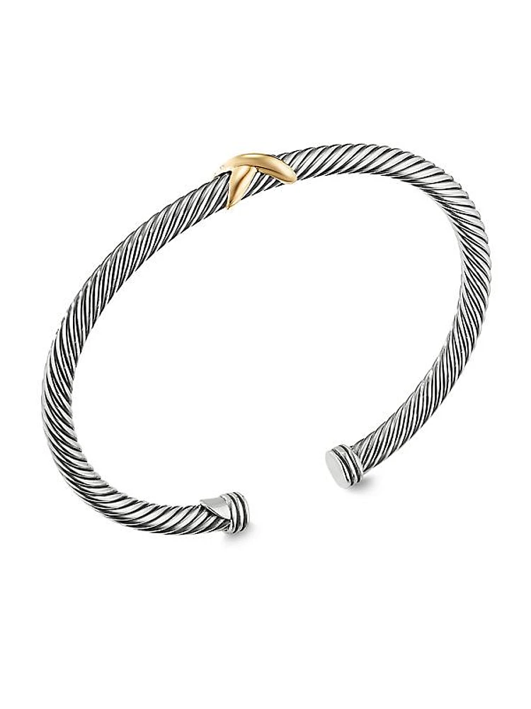 Cable X Bracelet With 18K Yellow Gold