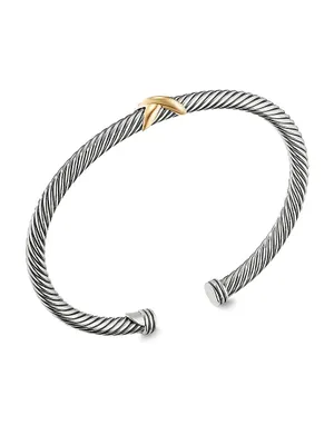 Cable X Bracelet With 18K Yellow Gold