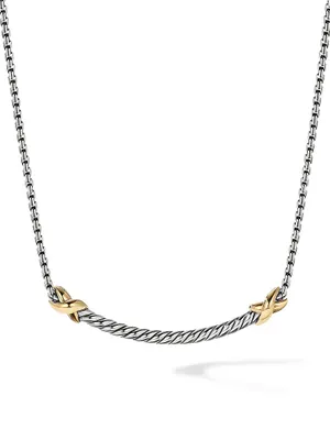 Petite X Bar Necklace With 18K Yellow Gold