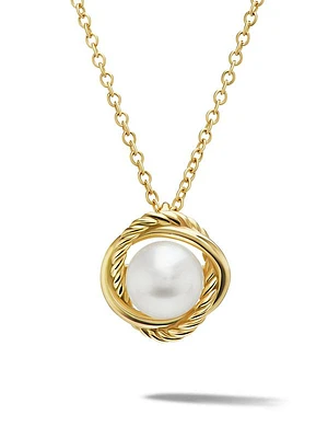 Crossover Infinity Pendant Necklace In 18K Yellow Gold With Pearl