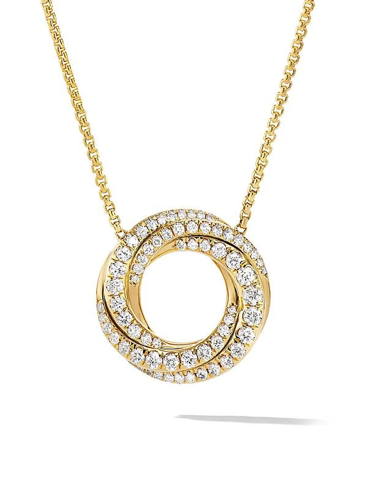 Petite Pavé Crossover Pendant Necklace In 18K White Gold With Diamonds