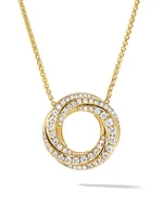 Petite Pavé Crossover Pendant Necklace In 18K White Gold With Diamonds