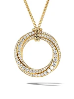 Pavé Crossover Pendant Necklace in 18K White Gold with Diamonds