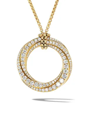 Pavé Crossover Pendant Necklace In 18K Yellow Gold With Diamonds