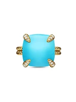 Châtelaine Ring with Turquoise & Diamonds 18K Yellow Gold