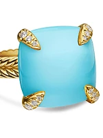 Châtelaine Ring with Turquoise & Diamonds 18K Yellow Gold