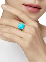 Châtelaine Ring with Turquoise & Diamonds 18K Yellow Gold