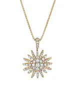 Starburst Pendant Necklace In 18K Yellow Gold With Full Diamond Pavé