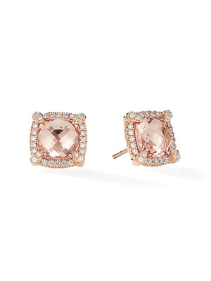 Châtelaine Pave Bezel Stud Earring with Gemstone and Diamonds
