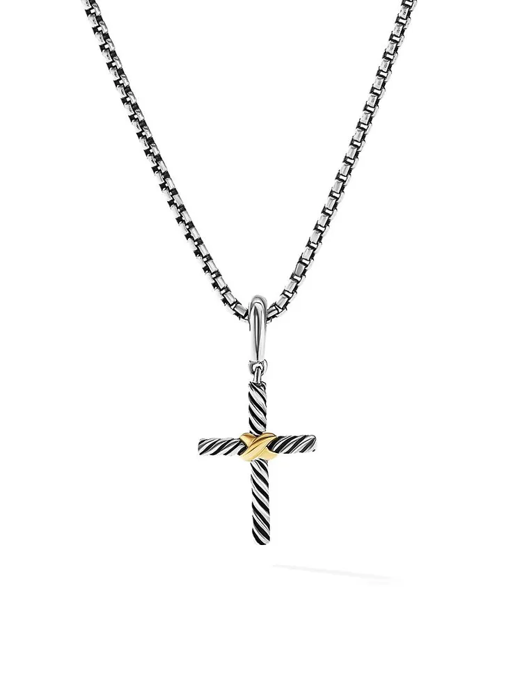 X Cross Pendant With 18K Yellow Gold