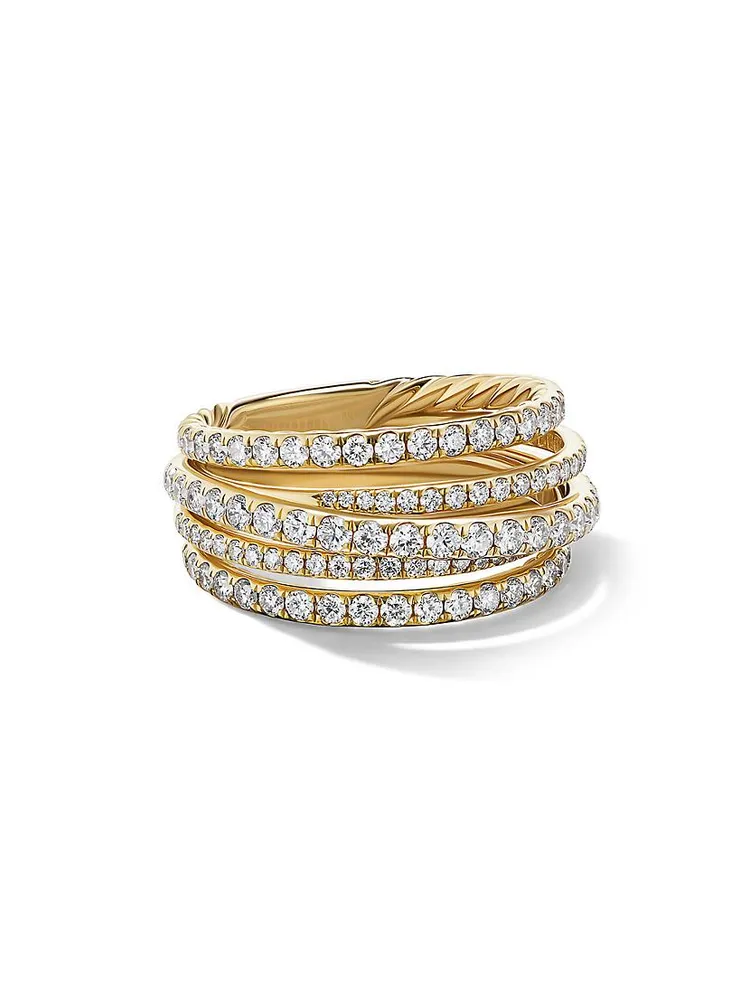 Pavé Crossover Ring 18K Yellow Gold With Diamonds