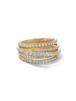 Pavé Crossover Ring 18K Yellow Gold With Diamonds