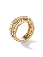 Pavé Crossover Ring 18K Yellow Gold With Diamonds